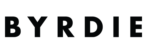 Black 'BYRDIE' logo on a white background